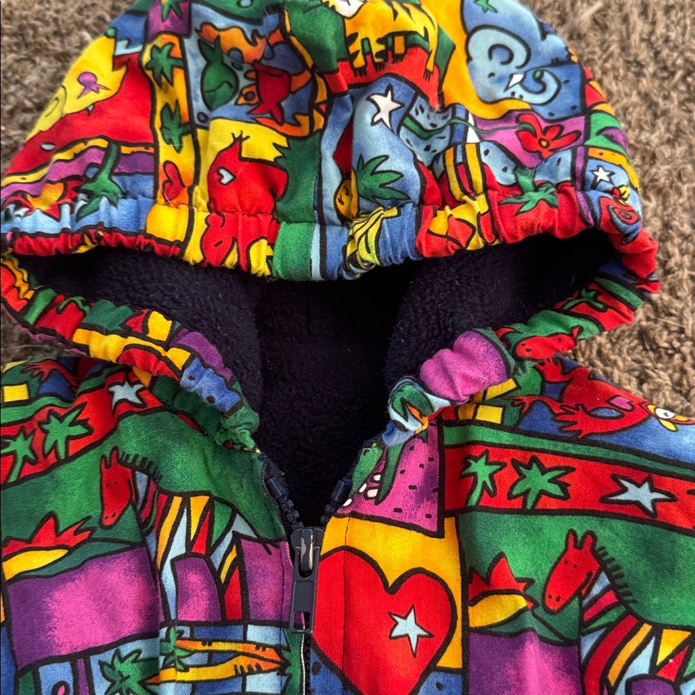 Vintage Quilted Kids Colourful Jacket With Animals - Picture 4 of 9